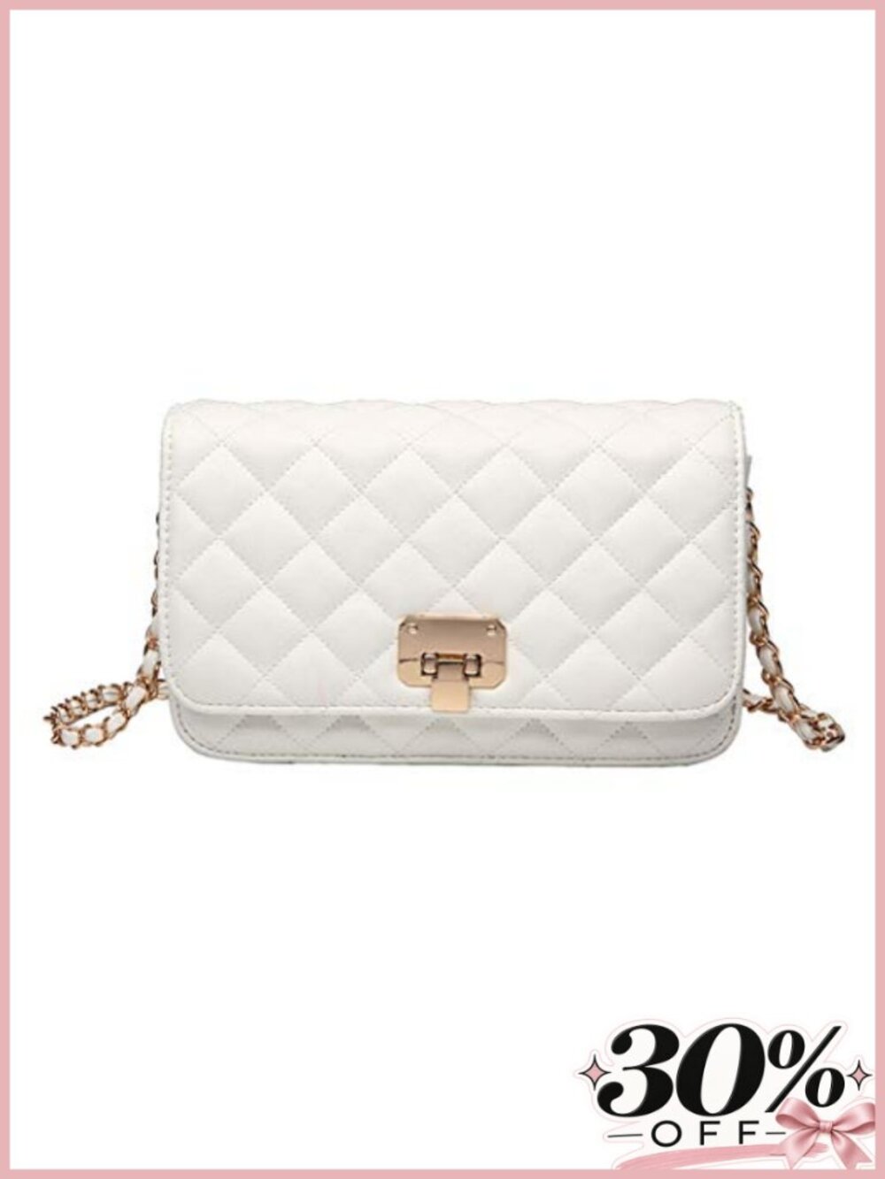 PU Leather Quilted Shoulder Bag Clutch Crossbody Chain Strap